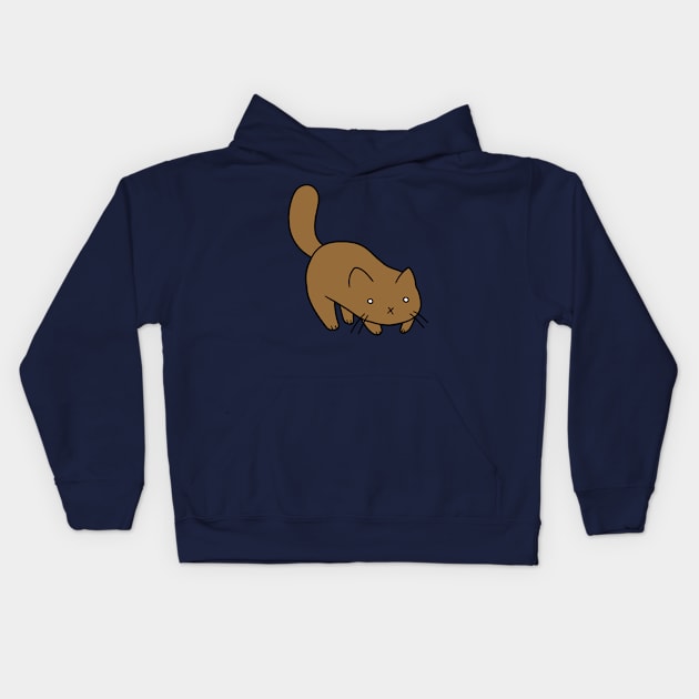 Curious Brown Cat Kids Hoodie by saradaboru